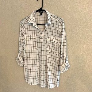 Ivory blouse with black grid